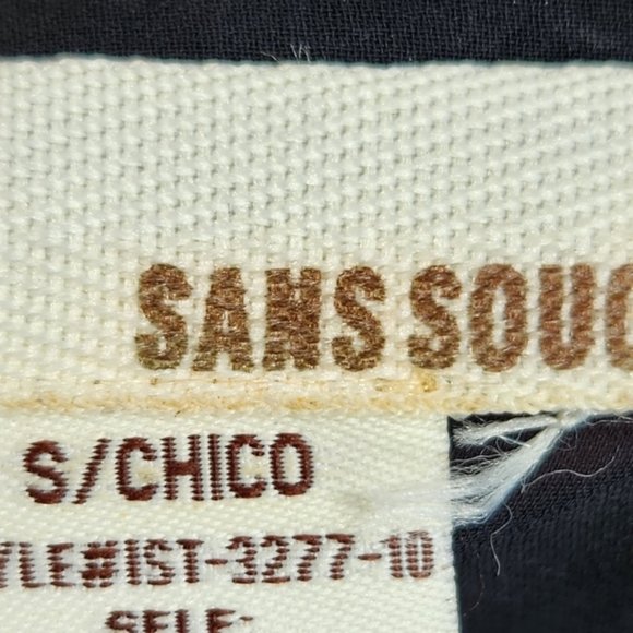 Sans Souci Black w/Tan Dots Button Down Collared Sleeveless Top Size Small - Picture 9 of 11